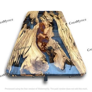 Olive Wood Epoxy Resin Dining Table | Blue Epoxy River Table | Custom Handmade Olive Tabletop | Live Edge Luxury Dining Decor