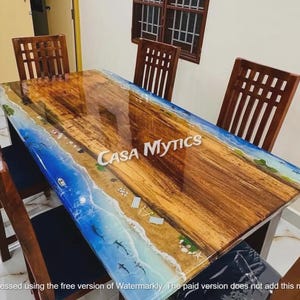Ocean Epoxy Dining Table, Live Edge River Table, Epoxy Coffee Table, Custom Epoxy Table, Sofa Dining Table, Handmade Epoxy Table Top
