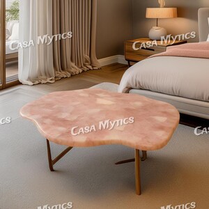 Rose Quartz Table | Handmade Crystal Coffee Table | Luxury Stone Center Table | Natural Pink Gemstone Table | Healing Decor Gift | Table top