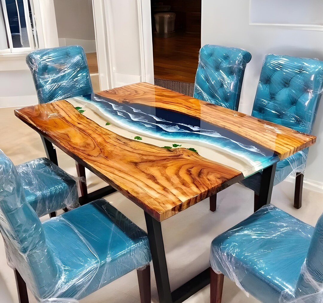 Blue Ocean Resin Table | Sea Epoxy Coffee Table | Handmade Acacia Wood ...