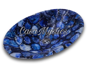 Handmade Blue Agate Vessel Sink: Polished Stone Bathroom Basin (22x17x5.5")