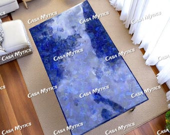 Handmade Lapis Lazuli Coffee Table: Luxury Gemstone Furniture