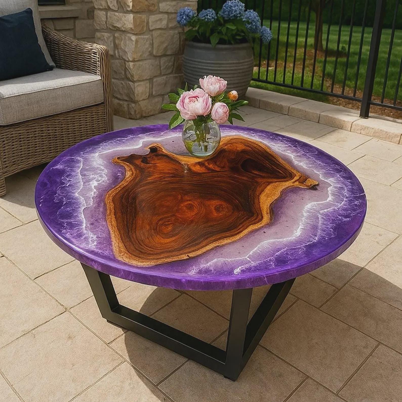 Handmade Purple Epoxy Resin Coffee Table: Live Edge Walnut Wood - Etsy