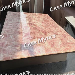 Handmade Rose Quartz Table Top: Luxury Gemstone Dining or Coffee Table