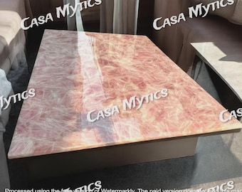 Handmade Rose Quartz Table Top: Luxury Gemstone Dining or Coffee Table