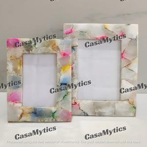 Handmade Agate Gemstone Photo Frame | Crystal Picture Frame for Home Decor & Gifting | Natural Stone Frame | Natural Agate Stone Photo Frame