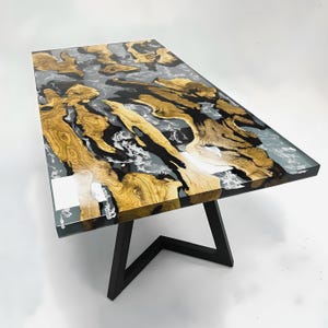 Olive Wood Epoxy Resin Dining Table | Resin River Table | Custom Conference or Sofa Table | Clear Cloudy Epoxy | Handmade epoxy table top