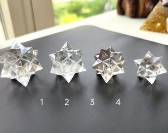 Clear quartz Merkaba Star, clear quartz carved 12 point Merkabah star, merkaba Crystal, sacred geometry spiritual gift, healing crystal