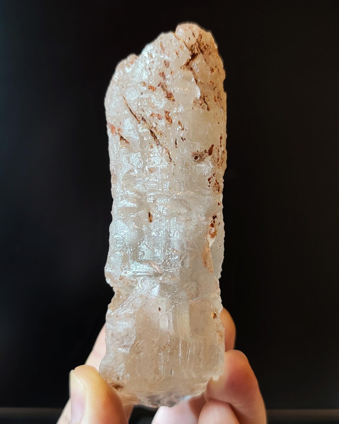 Quartz Column Dragon Spine. Raw Etched Clear Quartz Column With Red Clay, With ...