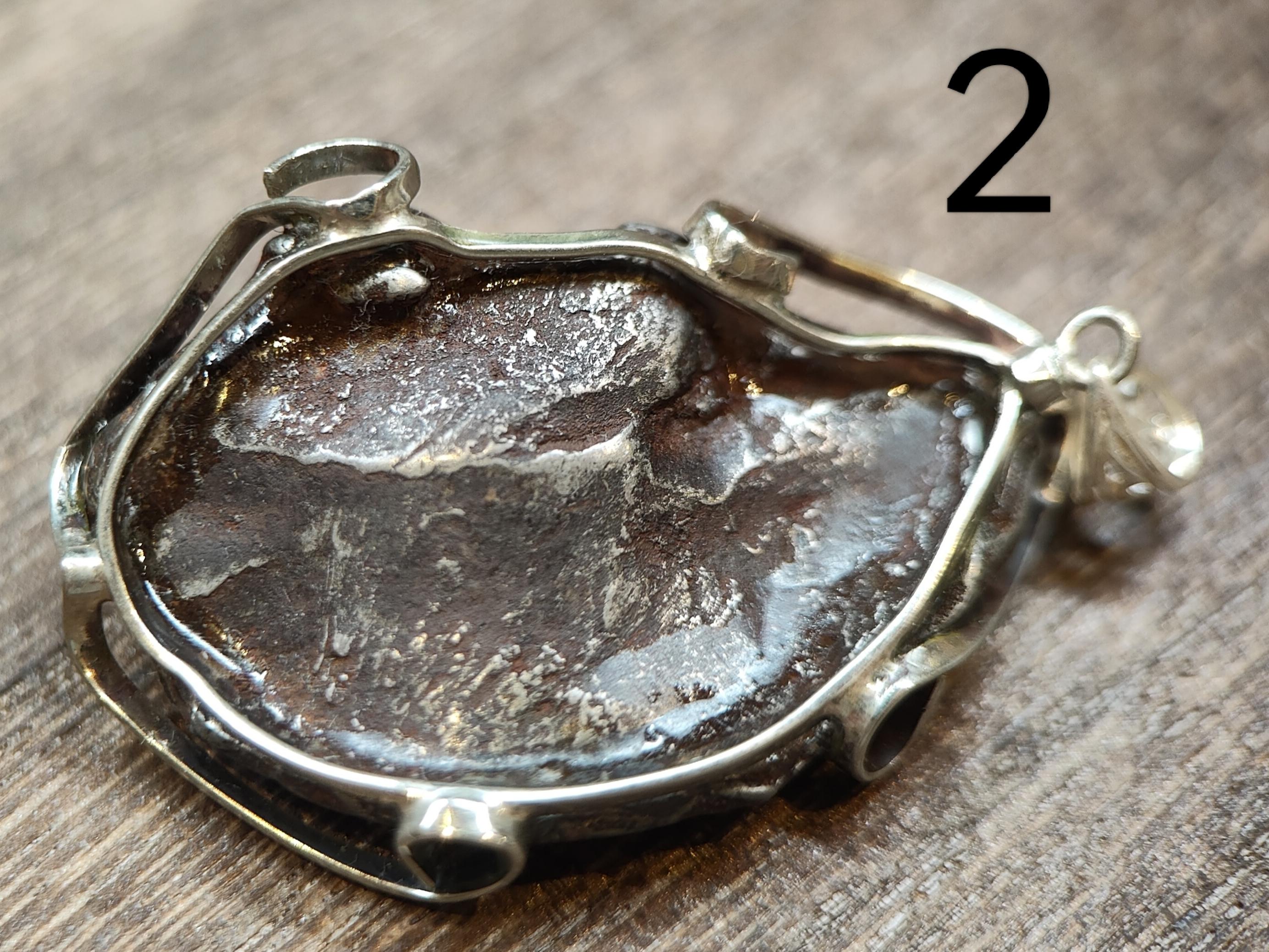 Raw Gebel Kamil Iron Meteorite Necklace – Large Ataxite Space Rock 