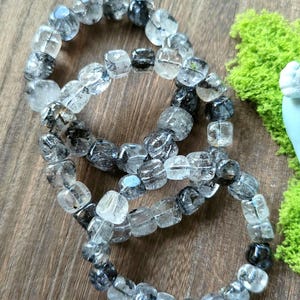 Herkimer diamond quartz cubic freeform, 10mm, 11mm, 12mm Chinese Herkimer diamond bracelet, rainbow quartz, focusing, cleansing, uplifting