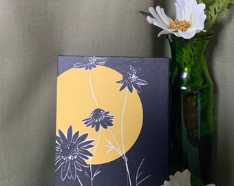 Flower Moon art, Canvas Print, 5x7”