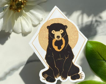 Sun Bear Sticker or magnet, die cut, vinyl, animal, Bear sticker or magnet
