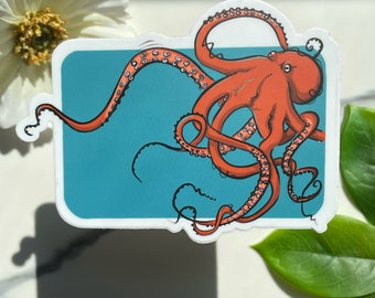 Octopus Sticker or Magnet, Sea creature, Fridge magnet, Die Cut magnet, laptop sticker