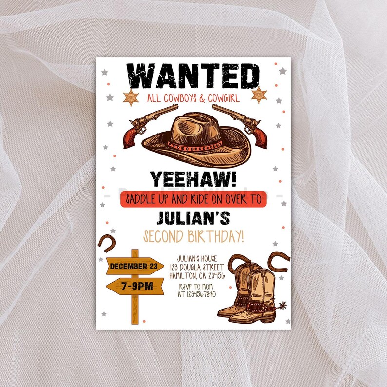 Editable Wanted Poster Birthday Invitation: Wild West Cowboy Party ...