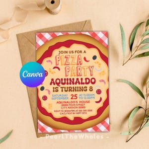 Pizza Party Birthday Invitation, Editable Snack Party Invite Template, Printable Pizza Party Birthday Invite, Digital Pizza Party Canva
