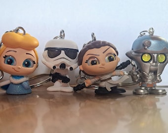Llavero Disney Doorables hecho a mano, Star Wars y personajes de Disney