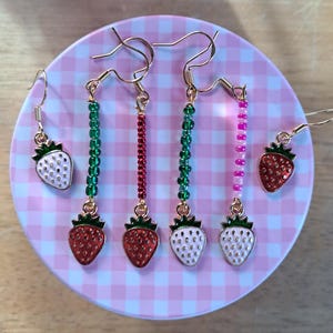 Strawberry Earrings, Cute Spring, Summer Earrings