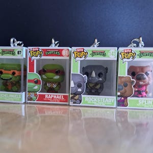 TMNT Bitty Funko Pop-sleutelhanger, Teenage Mutant Ninja Turtles, Raphael, Michelangelo, Rocksteady, Splinter