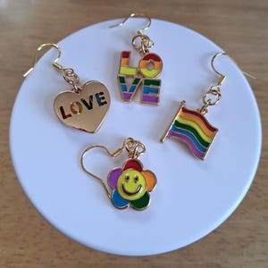 Pride Earrings, LGBTQIA+ Earrings, Rainbow/Pride Love, Heart, Flag, Flower Earrings, Fun Festival Earrings