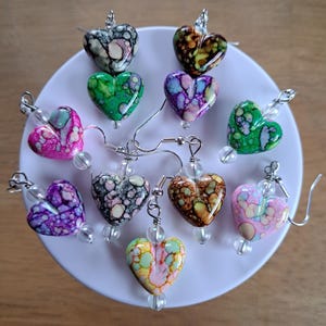 Natural Turquoise Heart Earrings: Sterling Silver Hooks