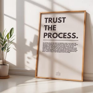 Motivational Trust The Process Poster for Minimalistic Home or Office Decor