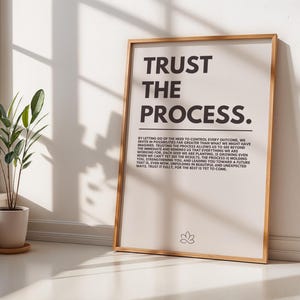 Poster motivazionale Trust The Process per un arredamento minimalista per la casa o l'ufficio