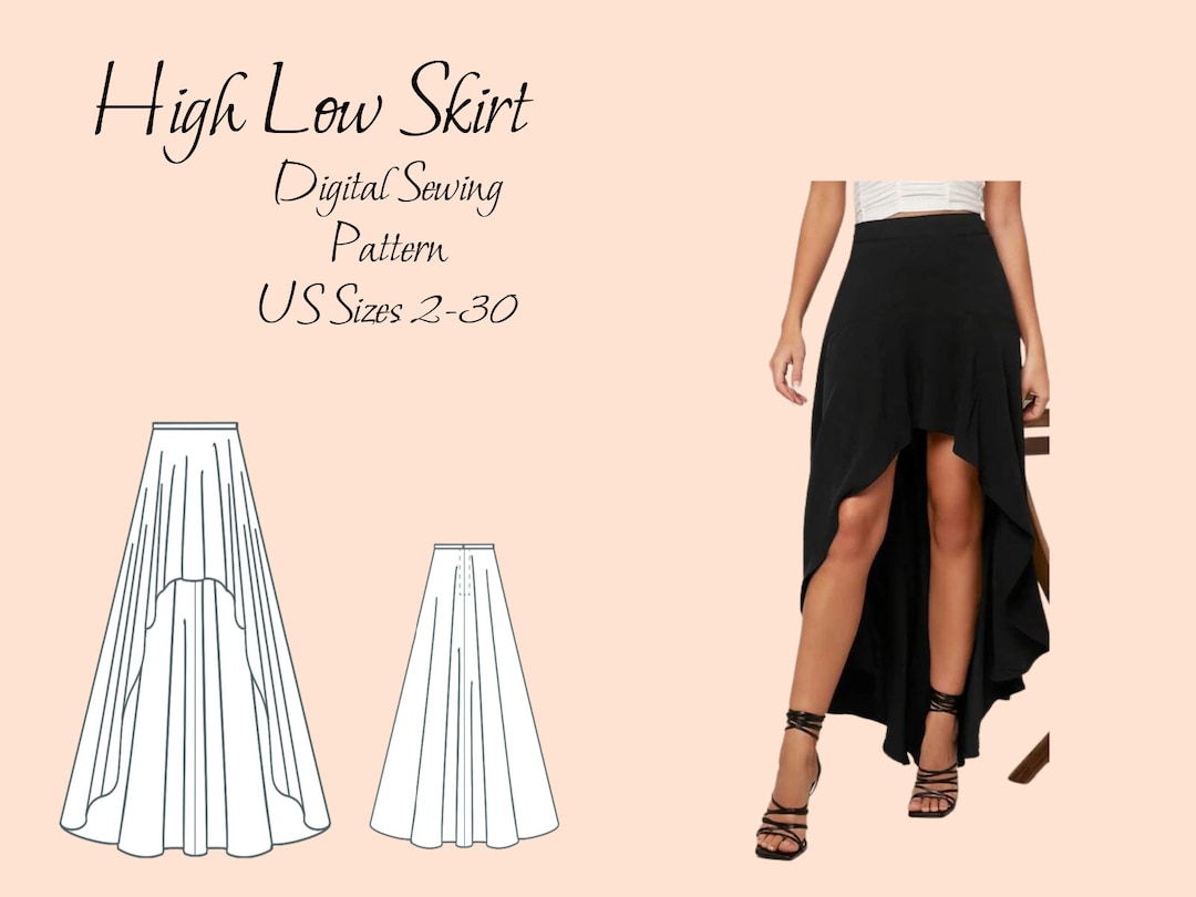 Highlow Skirt Digital Sewing Pattern US Sizes 230 DIGITAL Etsy