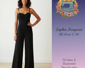Patrón de costura digital para mono Sophia, tallas 2-24 de EE. UU. (PDF)
