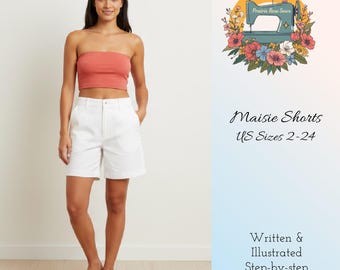 Patrón digital de pantalones cortos Maisie (tallas 2-24 de EE. UU.) en PDF