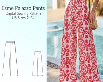 Linen Wide Leg Pants, Polazzo Pants DIGITAL Sewing Pants US Sizes 2-24 PDF