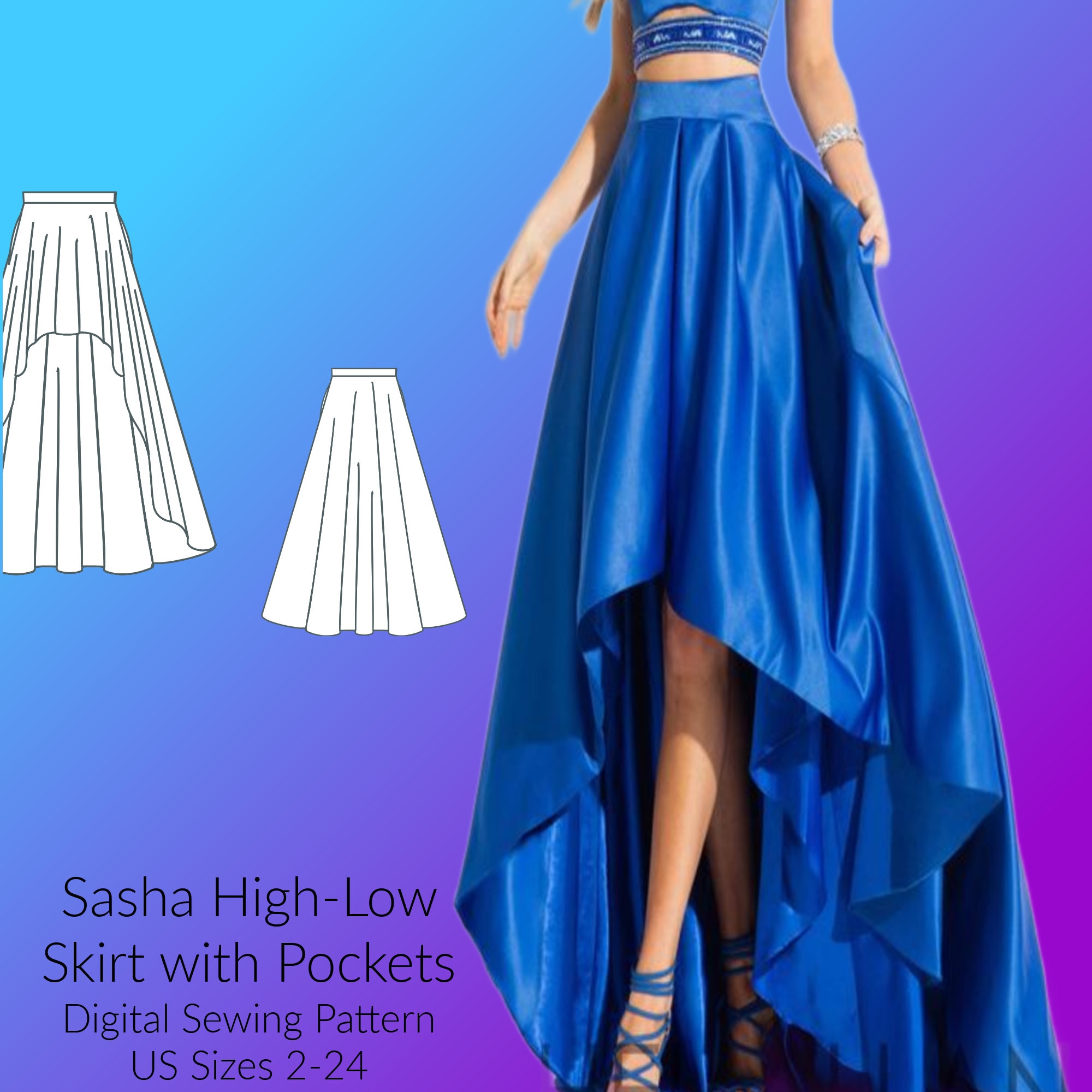 High low skirt with pockets hotsell