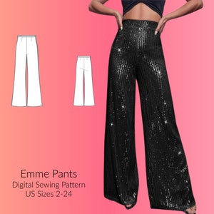 CLEARANCE Wide Leg Pants Digital Sewing Pattern, US Sizes 2-30, DIGITAL Pattern, sewing Pdf