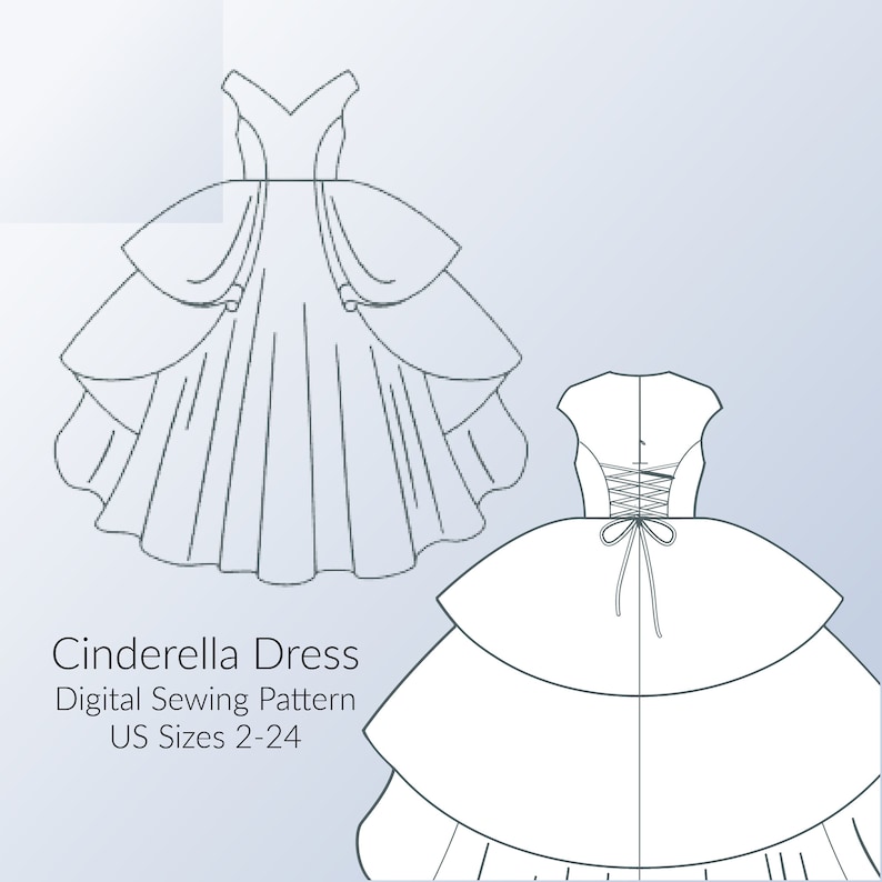 Adult Cinderella Dress Digital Sewing Pattern, Tiered Skirt Costume ...