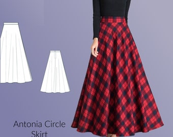 Antonia Full Length Circle Skirt Digital Sewing Pattern, US Sizes 2-24, DIGITAL Pattern, sewing PDF