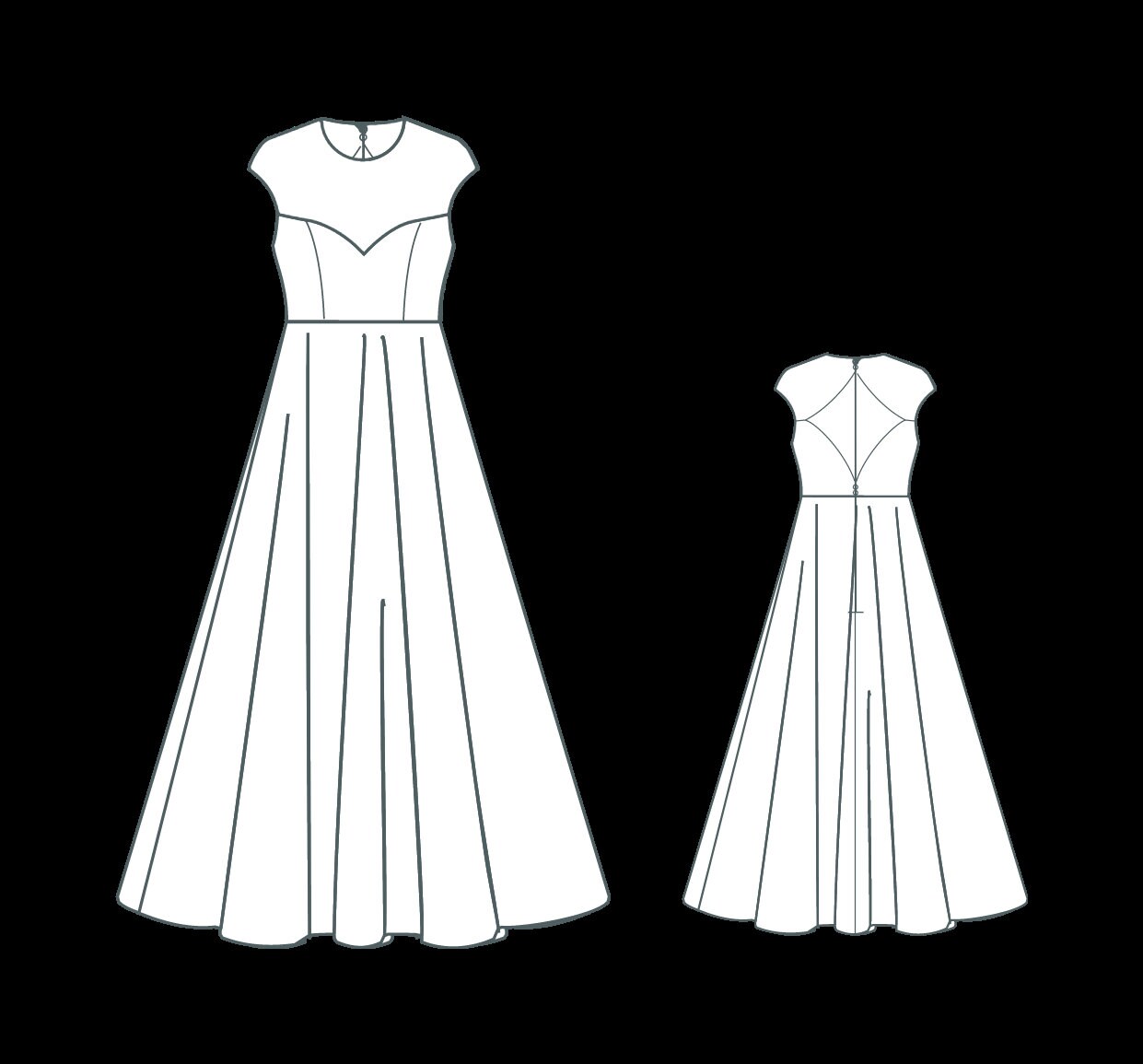 Floor Length Dress With Illusion Top, Digital Sewing Pattern, US Sizes ...