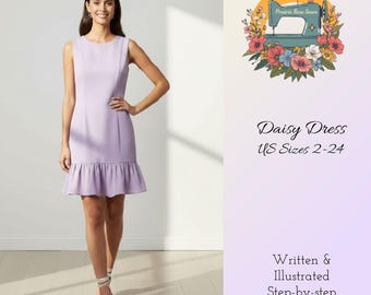 Patrón de costura digital en PDF para vestido Daisy, tallas 2-24 de EE. UU.
