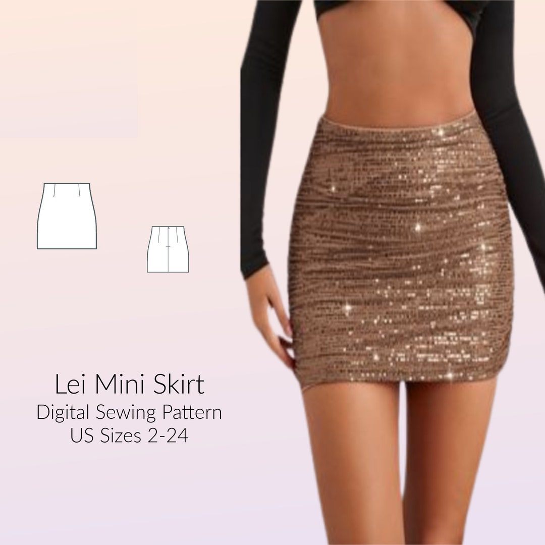 Lei Mini Skirt Digital Sewing Pattern, US Sizes 2-24, DIGITAL Pattern ...