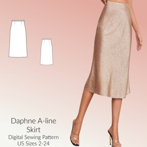 CLEARANCE Daphne a-line Skirt Digital Sewing Pattern, US Sizes 2-24, DIGITAL Pattern, sewing Pdf