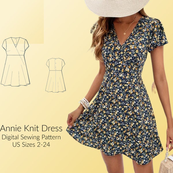 Annie Knit Sundress DIGITAAL PDF-naaipatroon, Amerikaanse maten 2-24