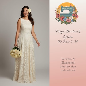 Boatneck Sleeveless Floor Length Dress Sewing Pattern PDF | US Sizes 2-24, Easy to Sew, Stylish Design, Women's Patterns