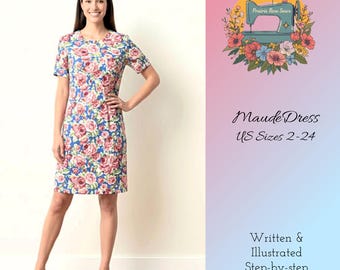 Patrón de costura en PDF para vestido ajustado de manga corta Maude / Descarga digital (tallas 2-24 de EE. UU.) / Vestido de mujer a medida DIY