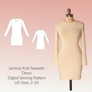 Above the Knee Dress: Knit Sweater Dress Digital PDF Sewing Pattern, Sizes 2-24, Casual & Stylish, Easy to Sew Guide