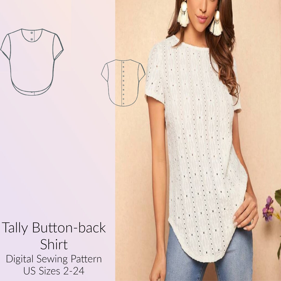 Tally Button Back T-shirt Sewing Pattern,digtial Sewing Pattern US ...