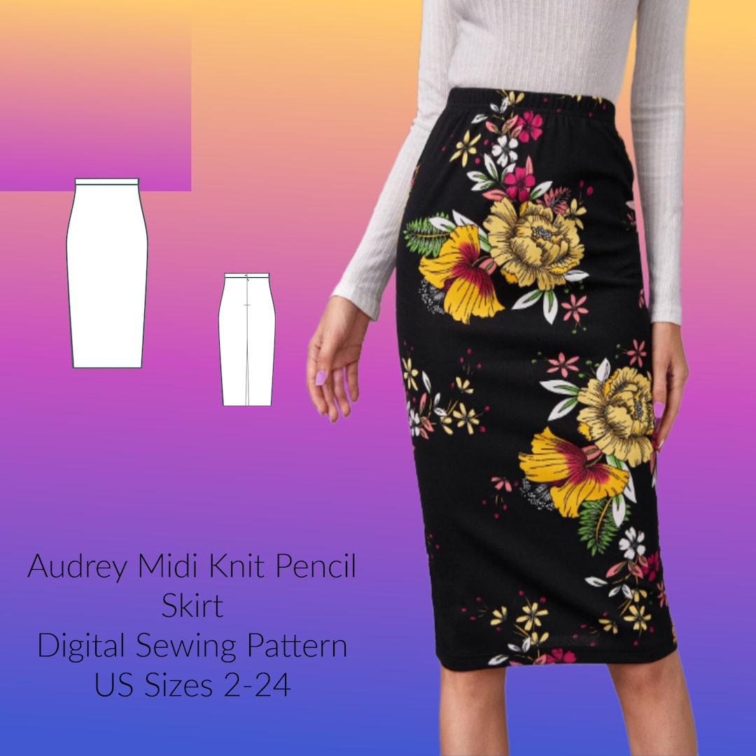 Knit Pencil Skirt Knit Skirt Pattern Easy Knit Pencil Skirt PDF