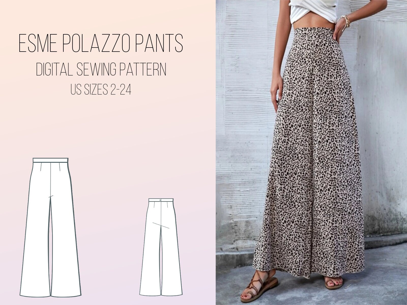 CLEARANCE Wide Leg Pants, Polazzo Pants DIGITAL Sewing Pants