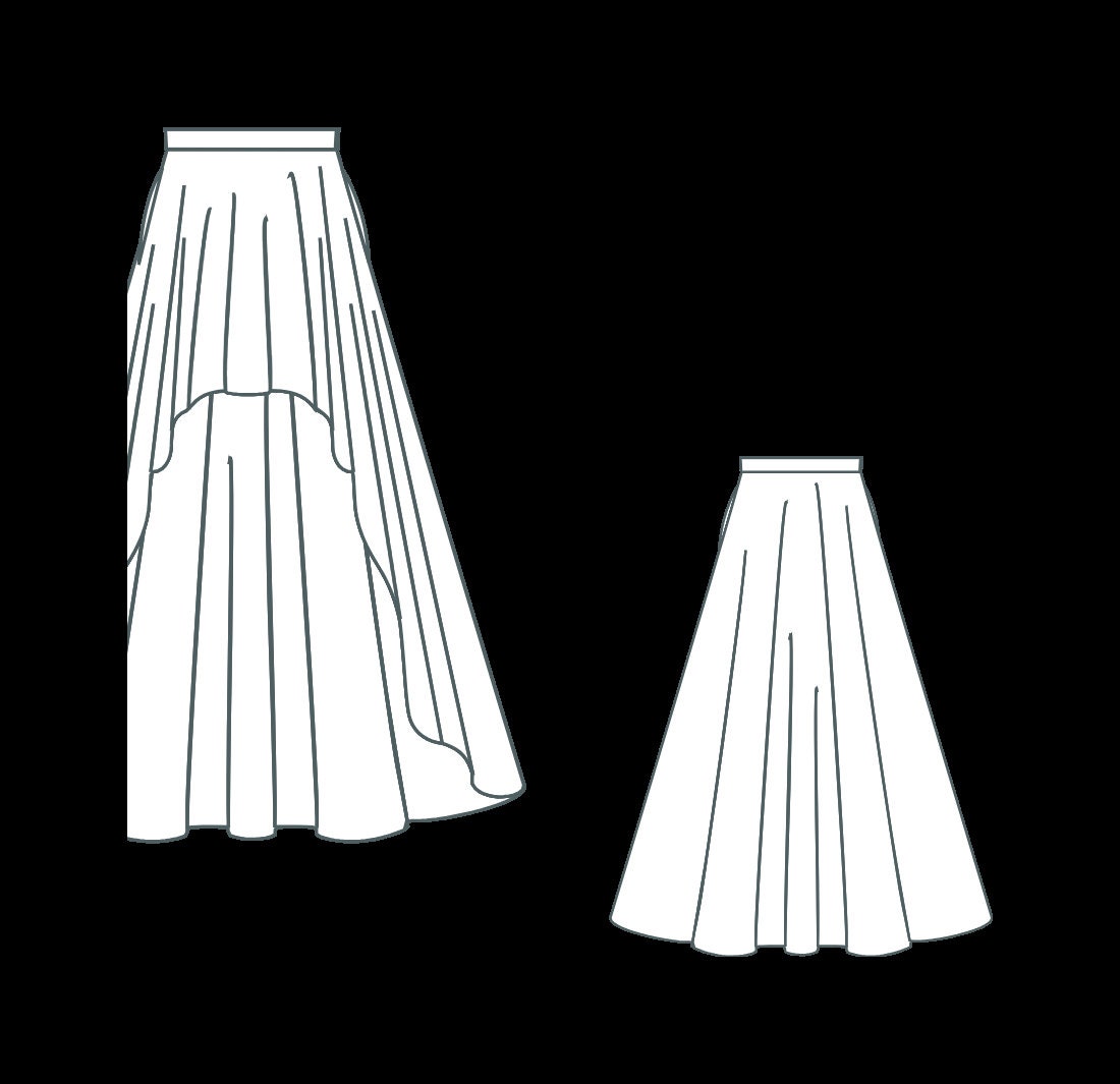 High-low Skirt With Pockets Digital Sewing Pattern, US Sizes High-low Skirt With Pockets Digital Sewing Pattern, US Sizes