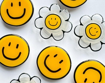 Smiley Flower Phone Grip, Söt Telefonhållare, Telefonstativ