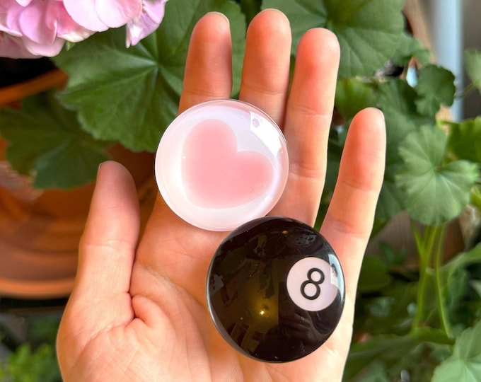 Pink Heart or Eight Ball Phone Grip, Snooker Billiards Kawaii