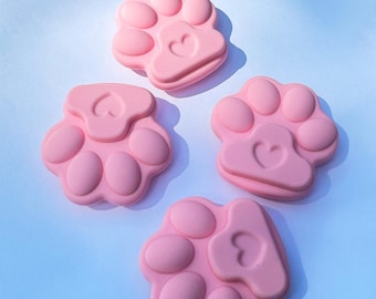 Pink Paw Print Phone Grip, Kawaii Heart Phone Stand